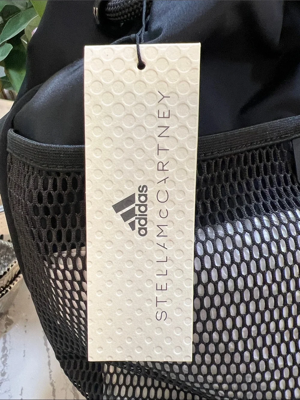 Adidas by Stella McCartney Black Mesh Drawstring Backpack Boxing Gymsack